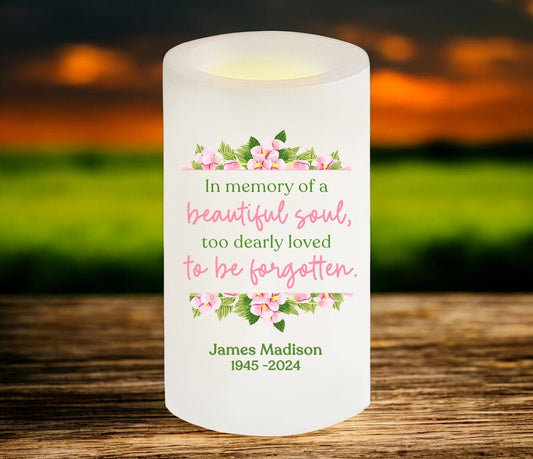 Beautiful Soul Personalized Flameless LED Memorial Candle - The Funeral Program Site