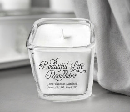 A Beautiful Life Personalized Glass Cube Candle