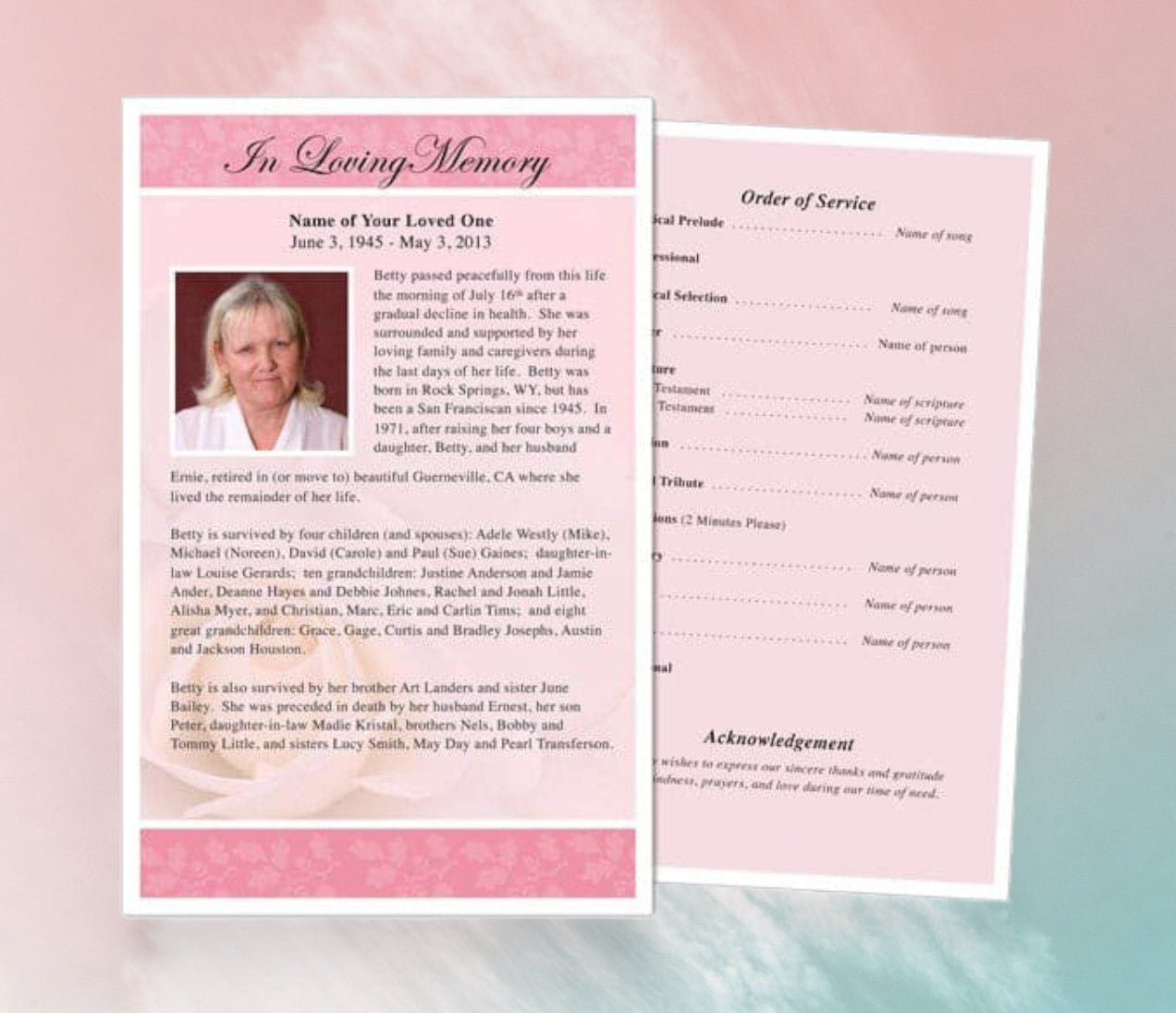 Bella Funeral Flyer Template - The Funeral Program Site