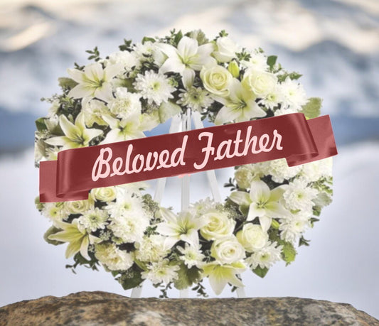 Beloved Father Funeral Flowers Ribbon Banner - The Funeral Program Site