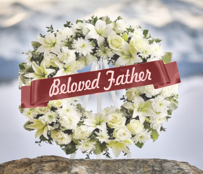 Beloved Father Funeral Flowers Ribbon Banner