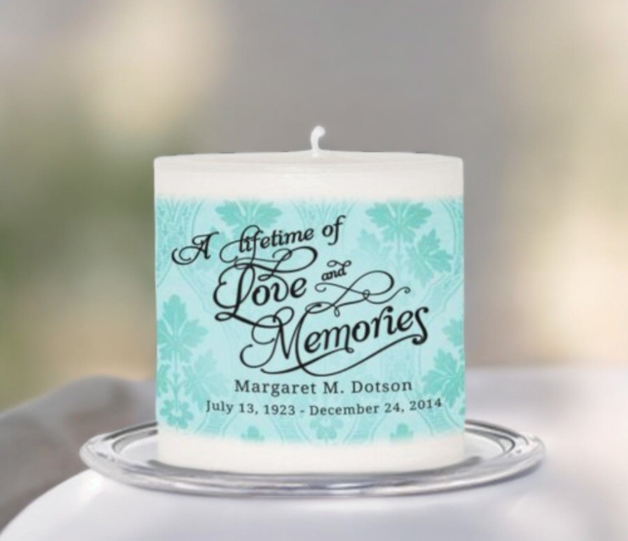 Beth Personalized Small Wax Memorial Candle - The Funeral Program Site