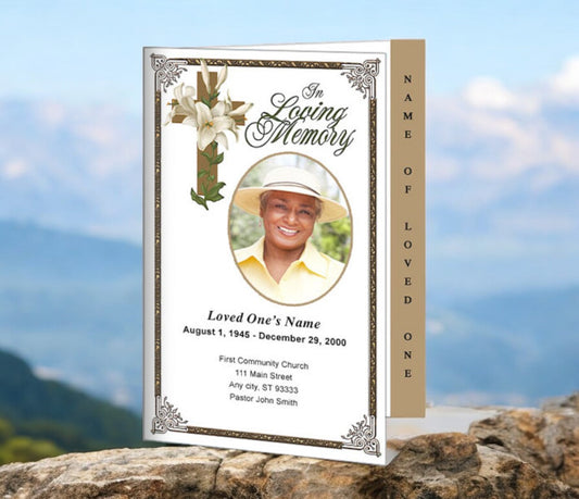 Bethany 4-Sided Graduated Funeral Program Template