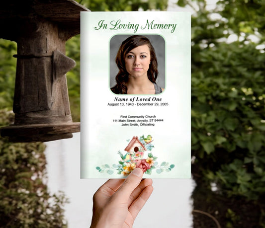 Birdhouse Funeral Program Template