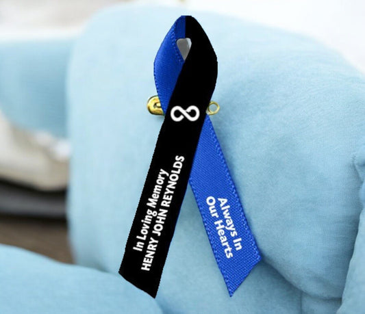 Black Blue Awareness Ribbon Loss of A Male Loved One - Pack of 10 - The Funeral Program Site