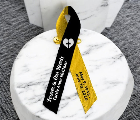 Black Gold Awareness Ribbon Platelet Donation - Pack of 10 - The Funeral Program Site