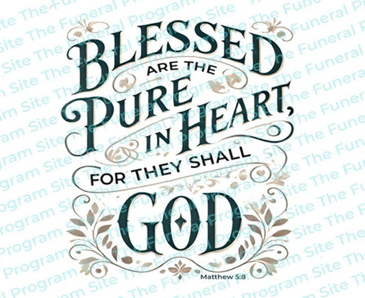 Blessed Are The Pure in Heart Funeral Bible Verse Word Art - The Funeral Program Site