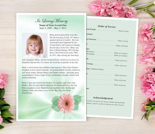 Blossom Funeral Flyer Template - The Funeral Program Site