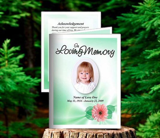 Blossom Small Memorial Card Template - The Funeral Program Site