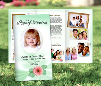 Blossom Trifold Funeral Brochure Template