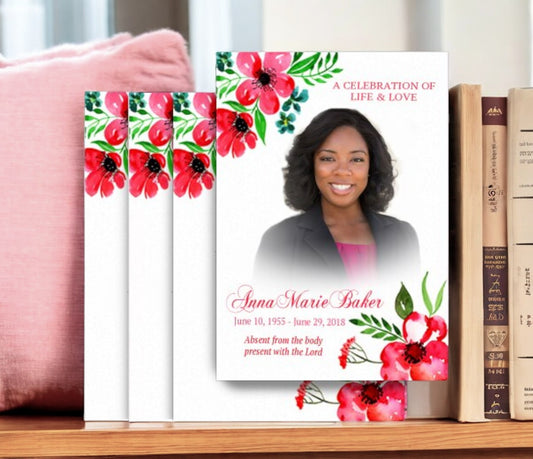 Pink Blossoms Funeral Postcard Design & Print (Pack of 50)