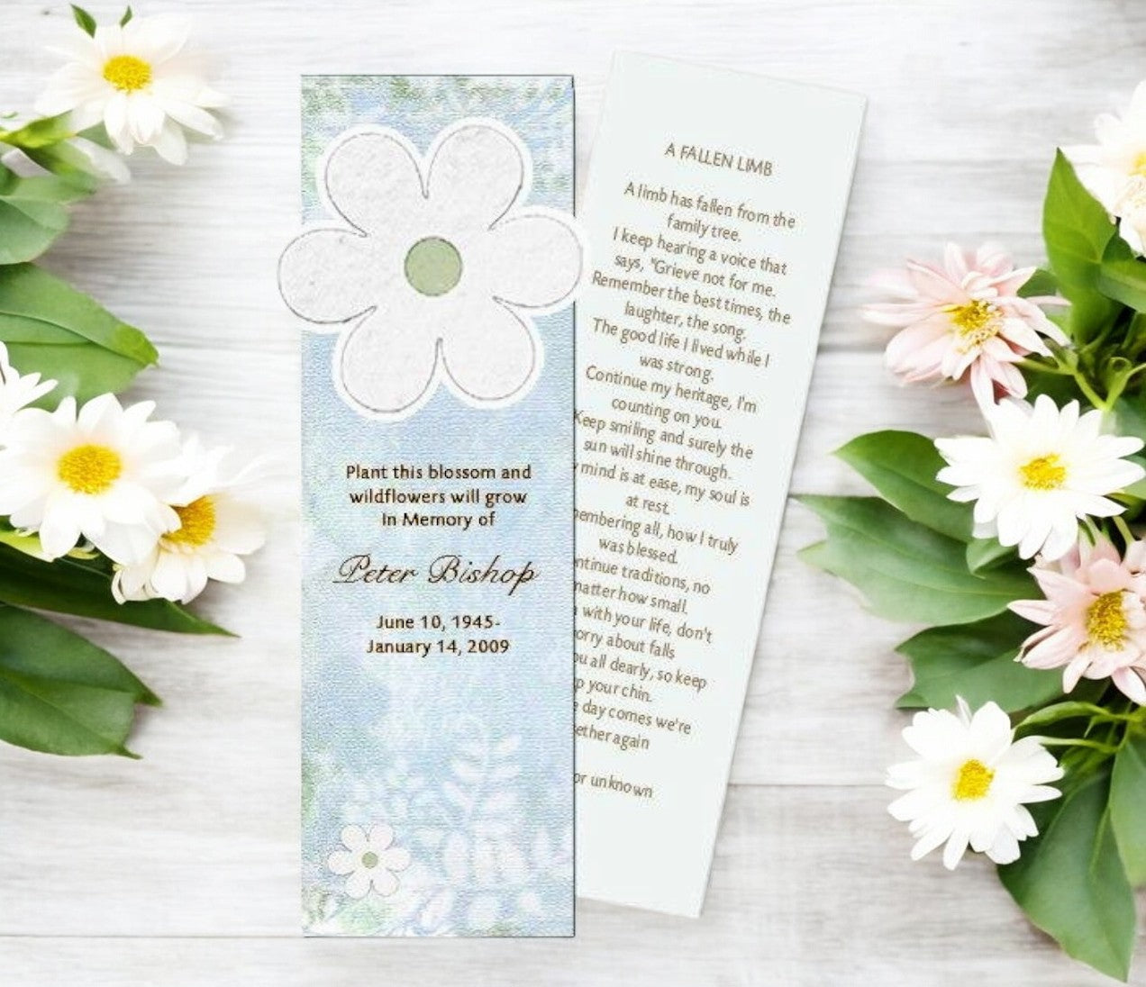 Blossom Plantable Memorial Bookmark (Pack of 12) - The Funeral Program Site