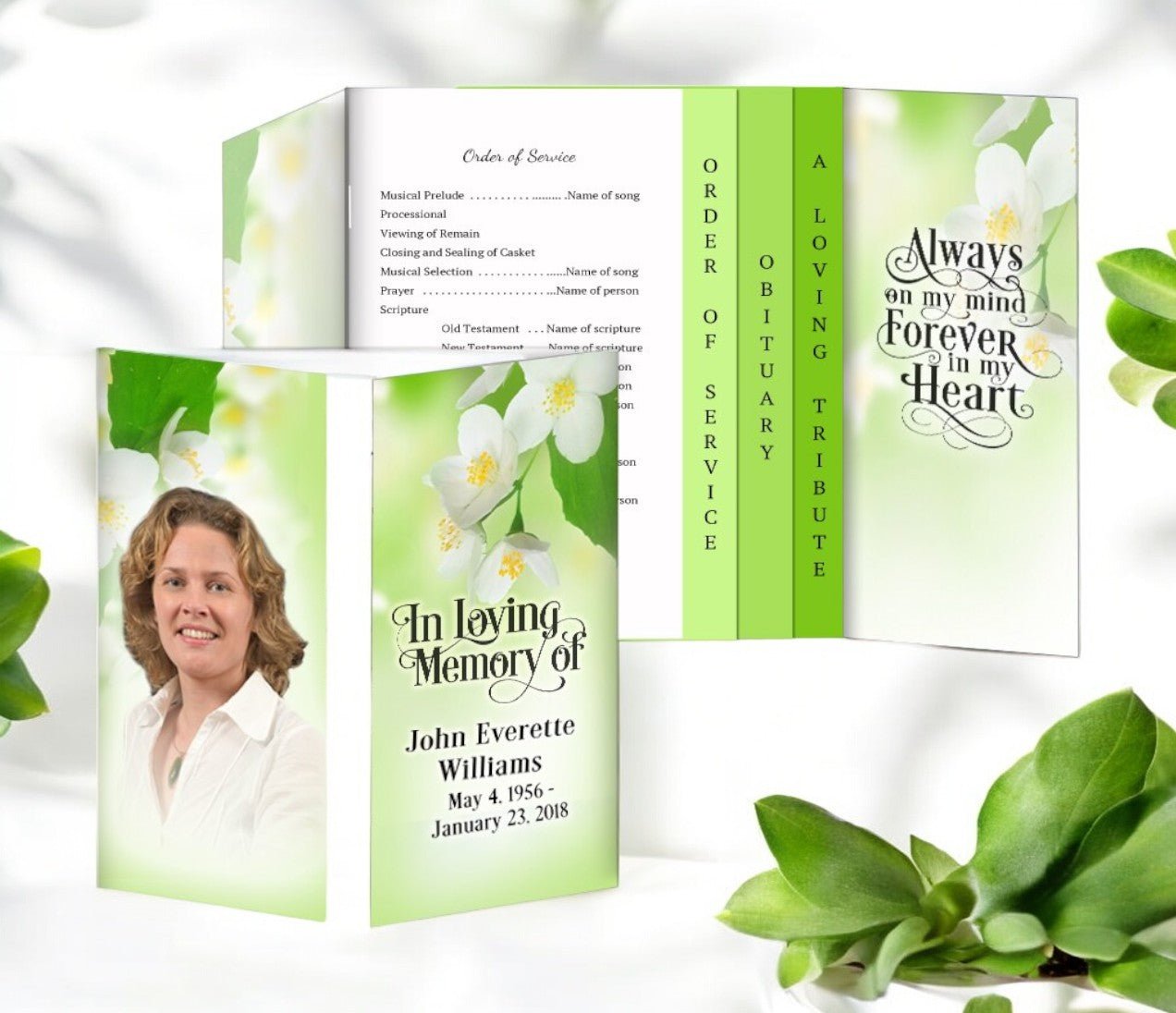 Blossoms Gatefold - Graduated Combo Funeral Program Design & Print (Pack of 50) - The Funeral Program Site