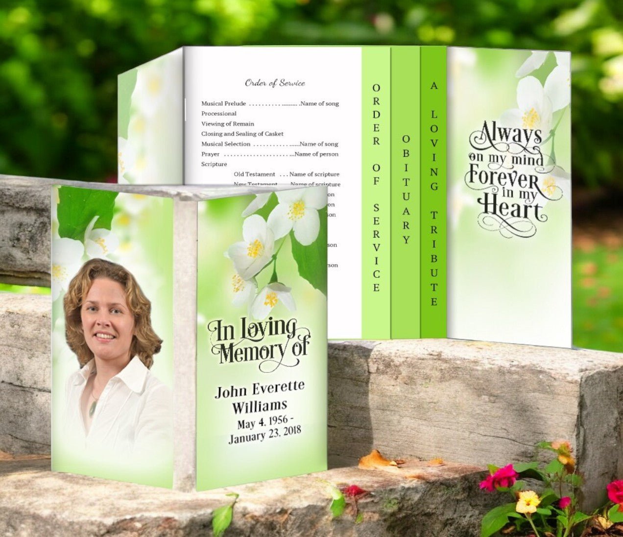 Blossoms Gatefold - Graduated Combo Funeral Program Design & Print (Pack of 50) - The Funeral Program Site