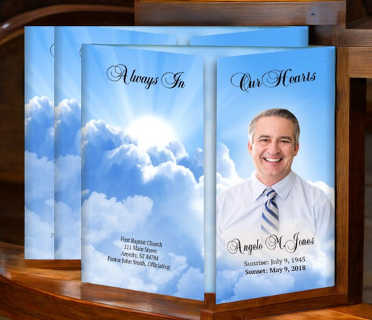 Sun Rays Gatefold Funeral Program Design & Print (Pack of 50)