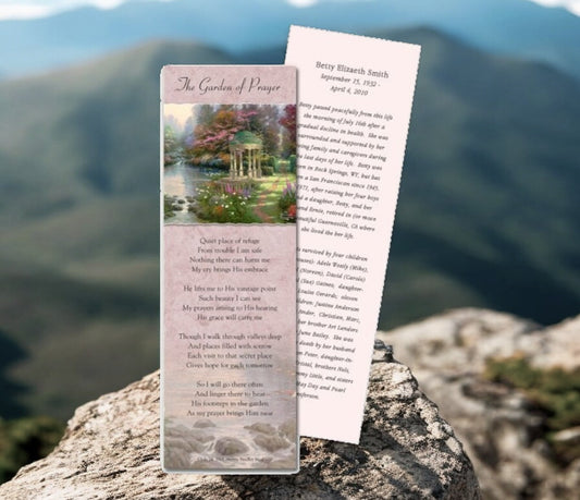 Thomas Kinkade Garden of Prayer Funeral Bookmark Paper (Pack of 24)