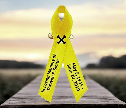 Personalized Bone Cancer Ribbon (Yellow) - Pack of 10