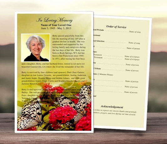 Bouquet Funeral Flyer Template - The Funeral Program Site