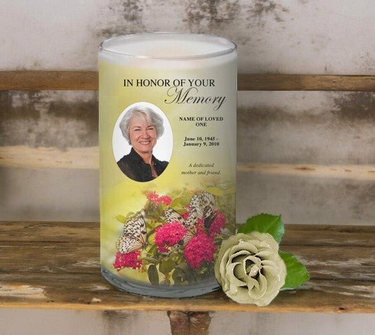 Bouquet Personalized Glass Memorial Candle - The Funeral Program Site