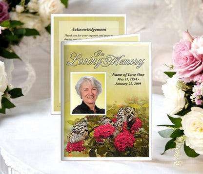 Bouquet Small Memorial Card Template - The Funeral Program Site