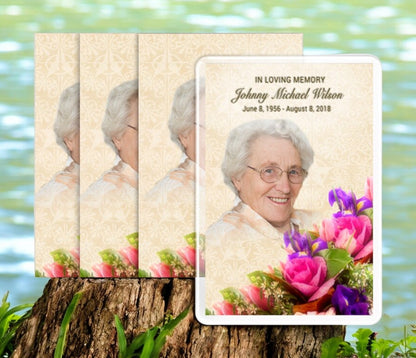 Golden Bouquet Funeral Prayer Card Design & Print (Pack of 50)