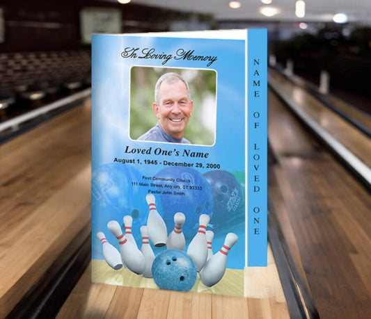 Bowling 4-Sided Graduated Funeral Program Template