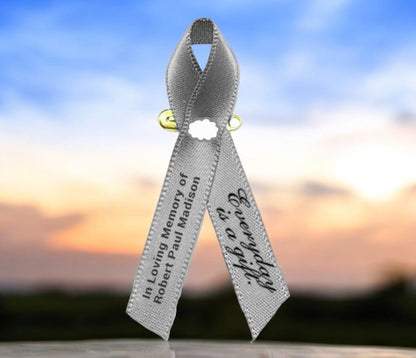 Brain Cancer Awareness Ribbon (Gray) - Pack of 10 - The Funeral Program Site