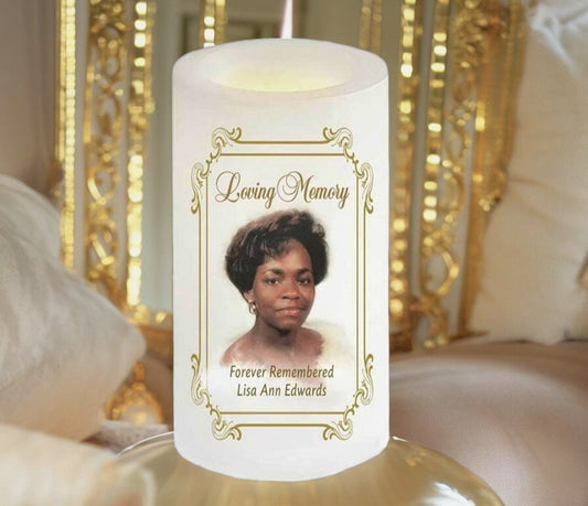 Brandy Flameless LED Personalized Memorial Candle - The Funeral Program Site