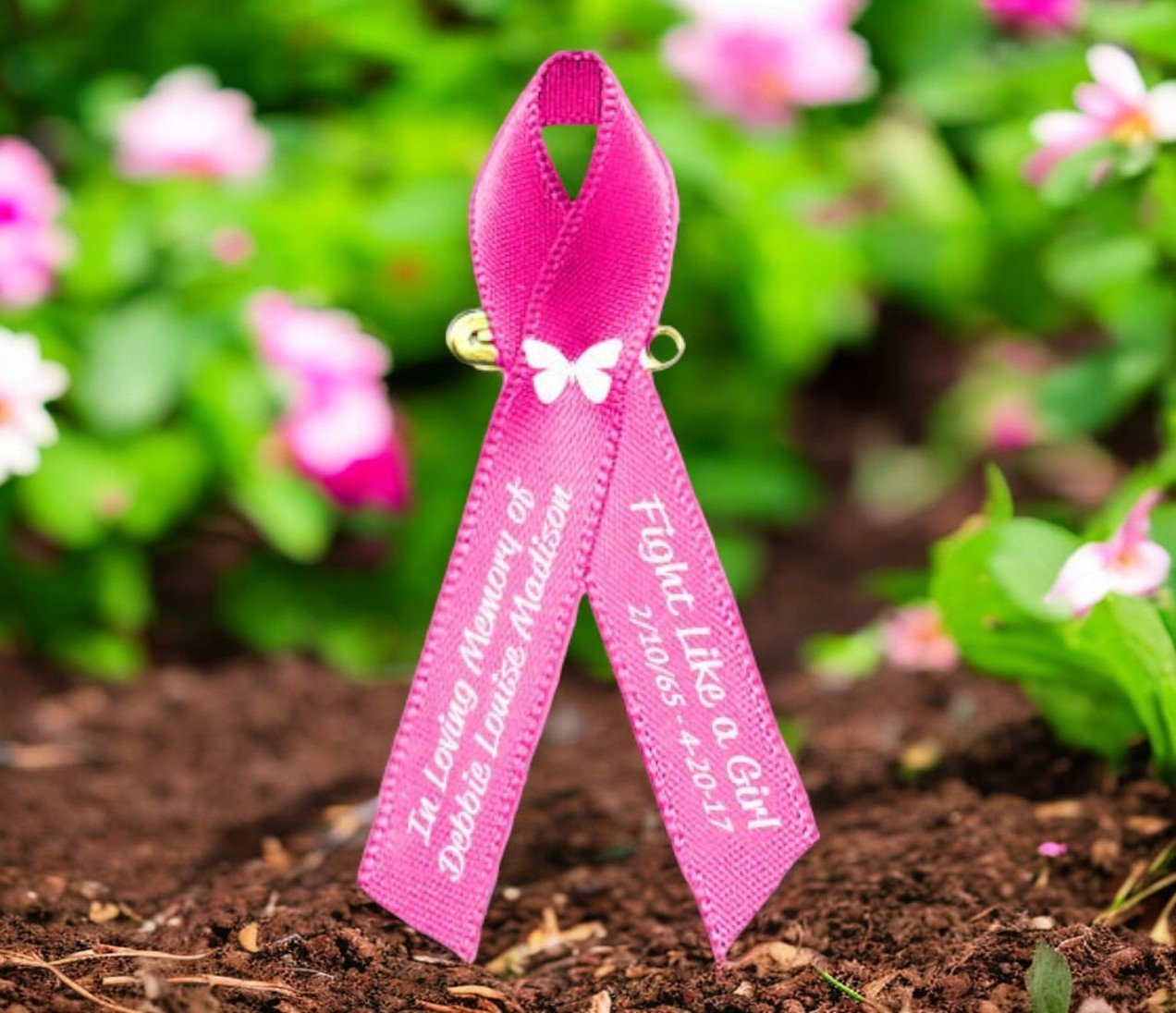 Breast Cancer Ribbon (Personalized Pink) Pack of 10 - The Funeral Program Site