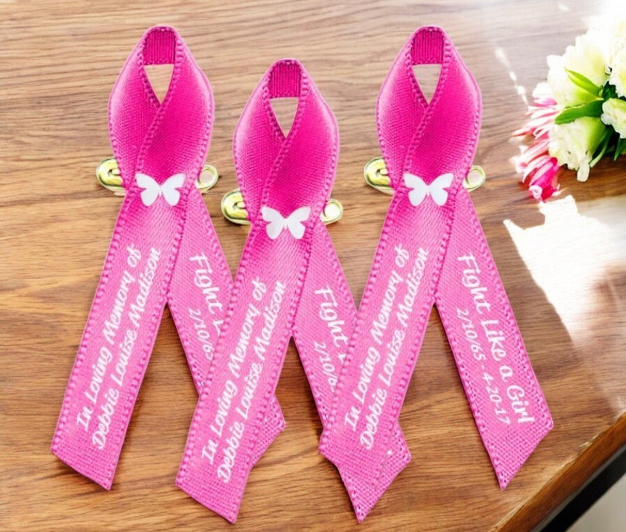 Breast Cancer Ribbon (Personalized Pink) Pack of 10 - The Funeral Program Site