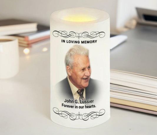 Brennan Personalized Flameless LED Memorial Candle - The Funeral Program Site