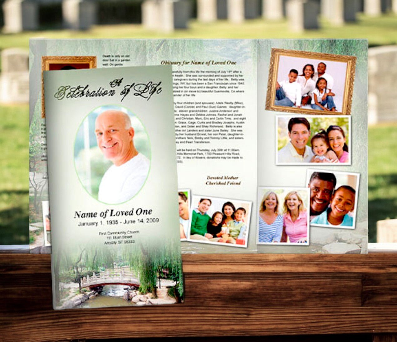 Bridge Trifold Funeral Brochure Template - The Funeral Program Site