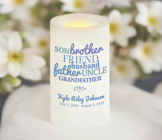 For Him Personalized Flameless LED Memorial Candle