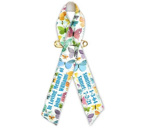 Butterflies Awareness Ribbon Personalized - Pack of 10 - The Funeral Program Site