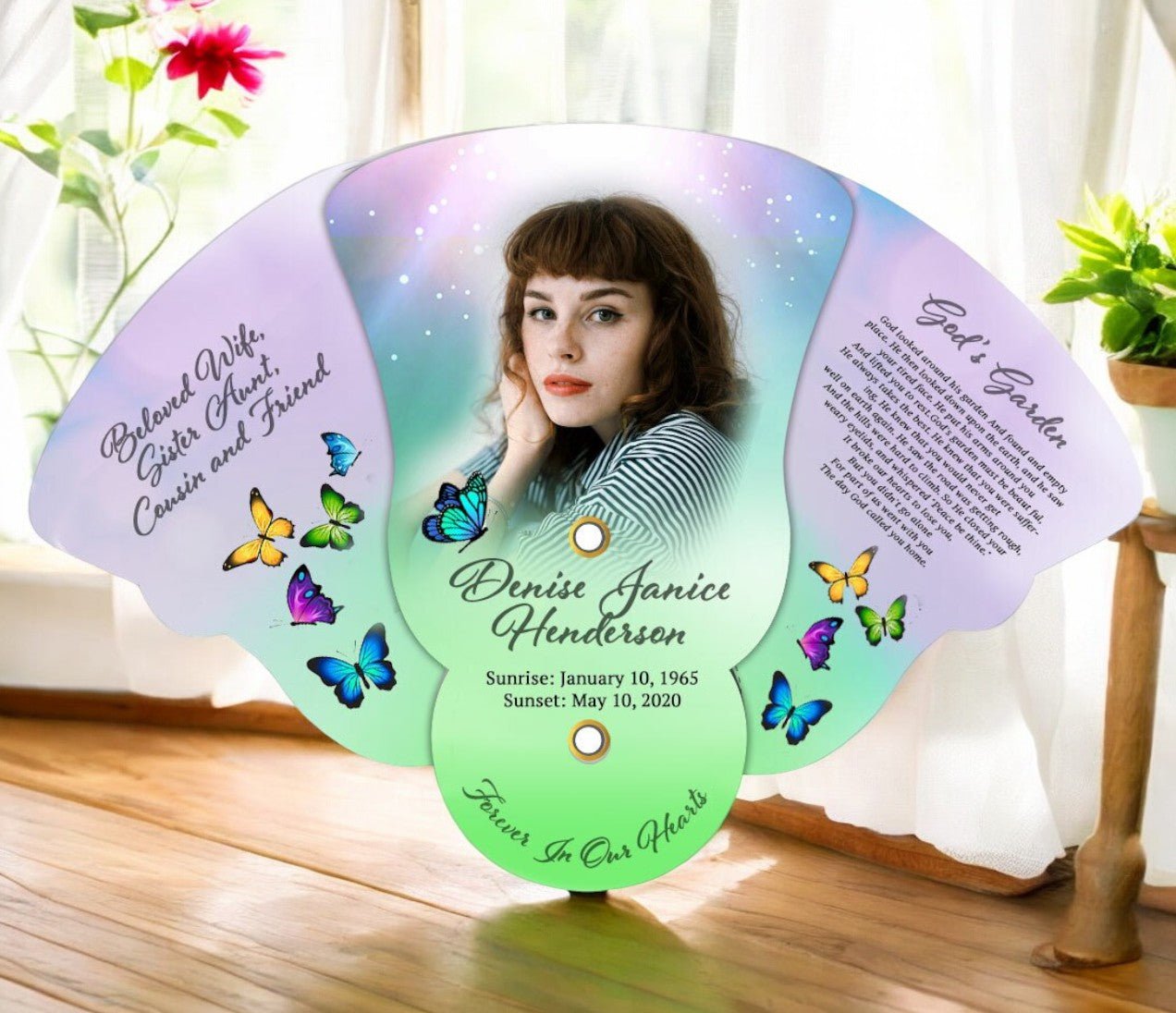 Butterflies Folding Memorial Hand Fan (Pack of 10) - The Funeral Program Site