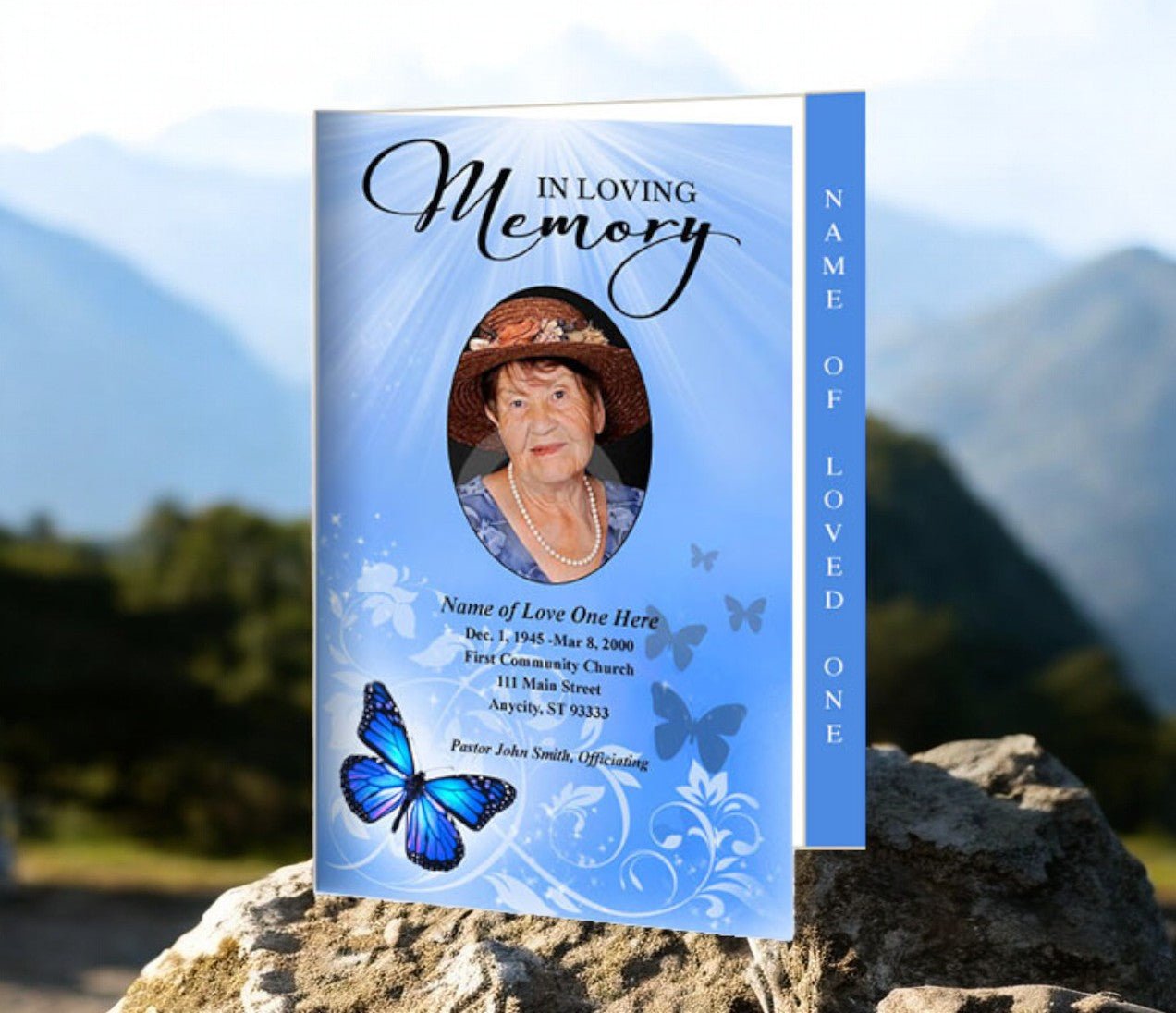 Butterfly 4 - Sided Graduated Funeral Program Template - The Funeral Program Site