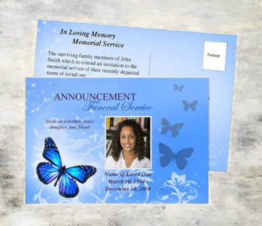 Butterfly Funeral Announcement Template - The Funeral Program Site