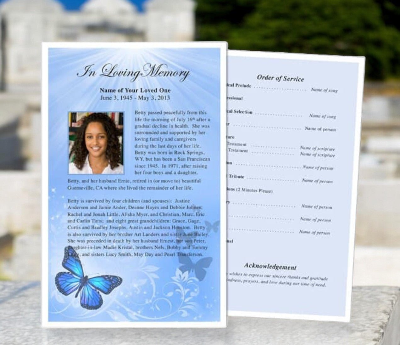 Butterfly Funeral Flyer Template - The Funeral Program Site