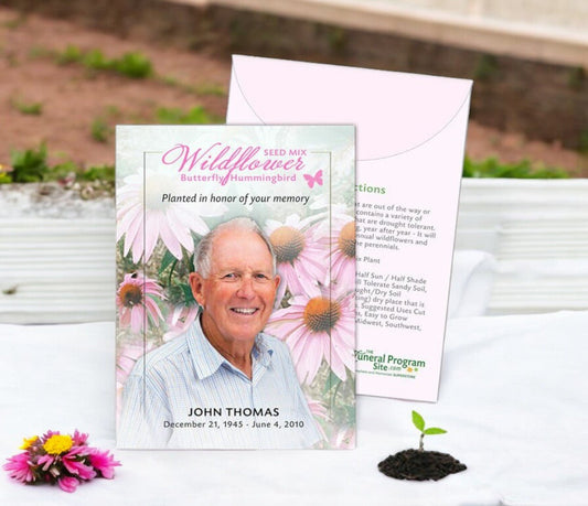 Butterfly & Hummingbird Wildflower Custom Seed Packet (Pack of 10) - The Funeral Program Site