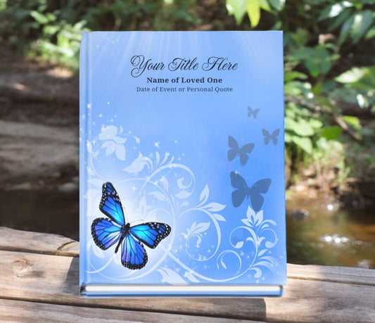 Butterfly Perfect Bind Memorial Funeral Guest Book - The Funeral Program Site