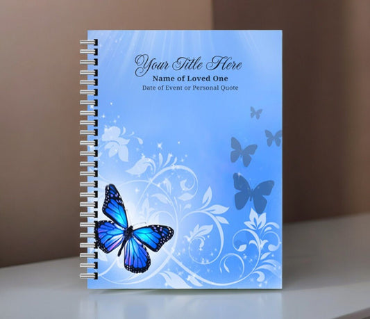 Butterfly Spiral Wire Bind Memorial Funeral Guest Book - The Funeral Program Site