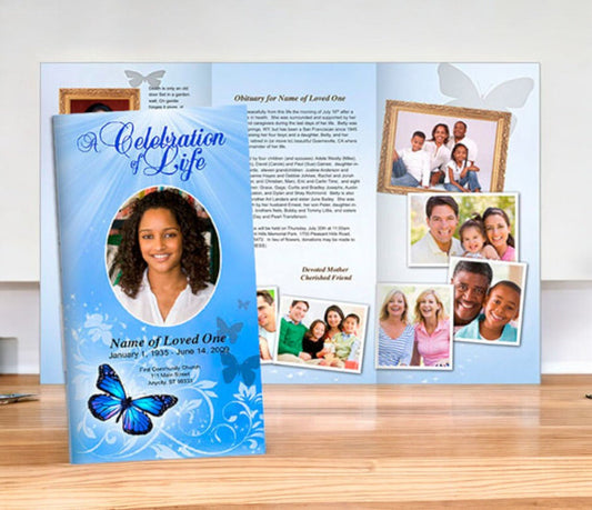 Butterfly Trifold Funeral Brochure Template - The Funeral Program Site