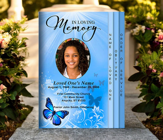 Butterfly 8-Sided Graduated Funeral Program Template