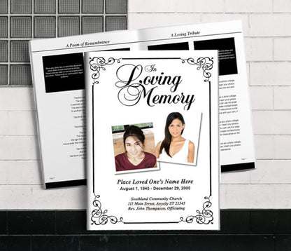 Cadence Funeral Booklet Template - The Funeral Program Site