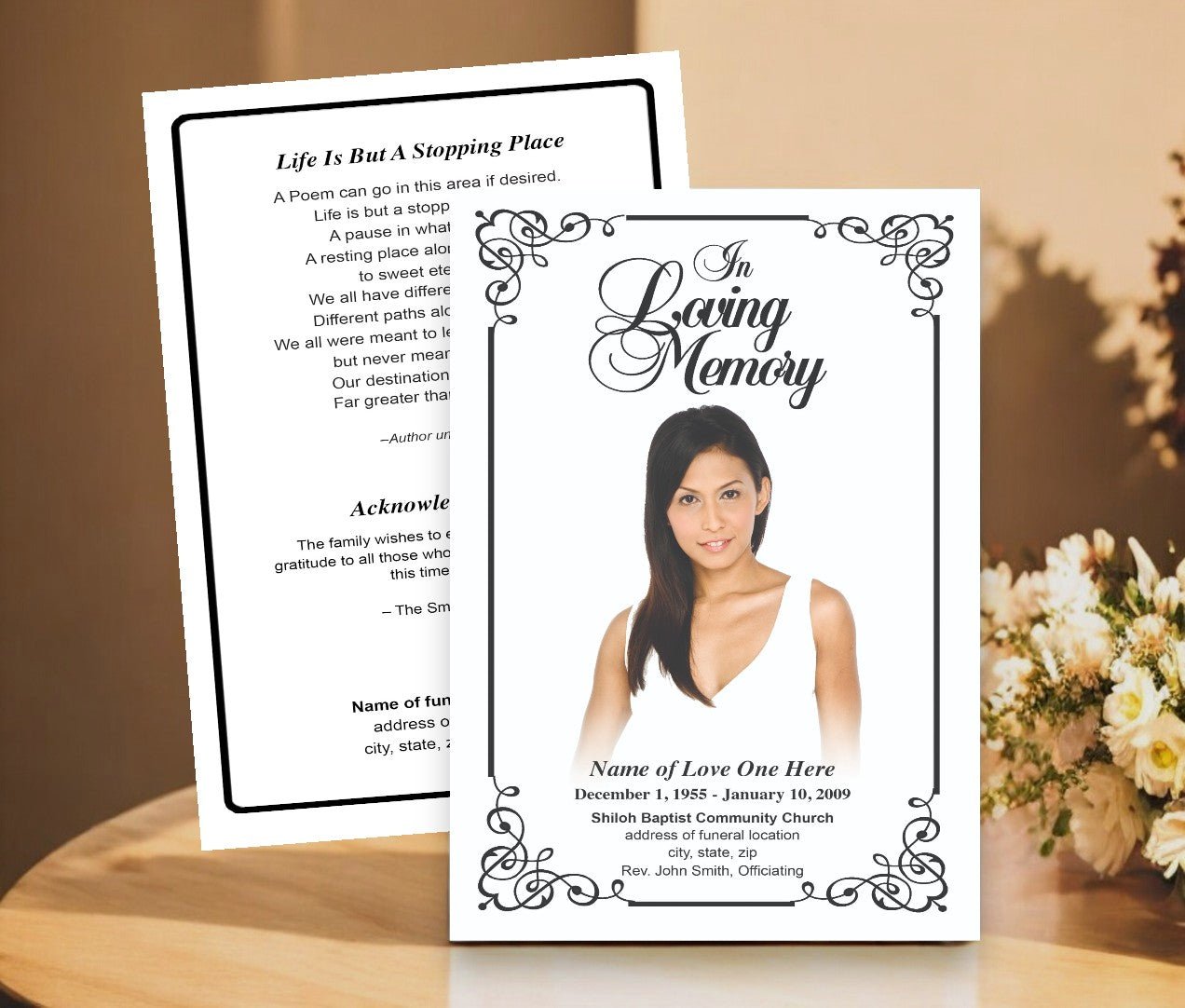 Cadence Funeral Program Template - The Funeral Program Site