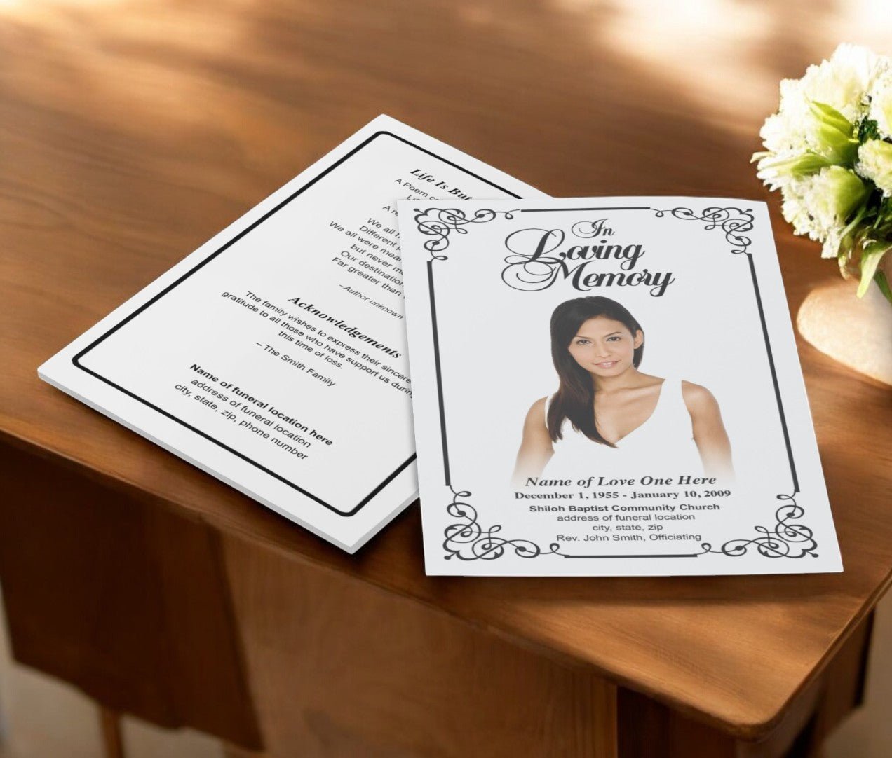 Cadence Funeral Program Template - The Funeral Program Site