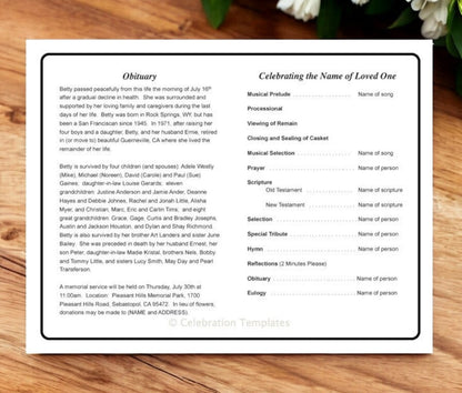 Cadence Funeral Program Template - The Funeral Program Site