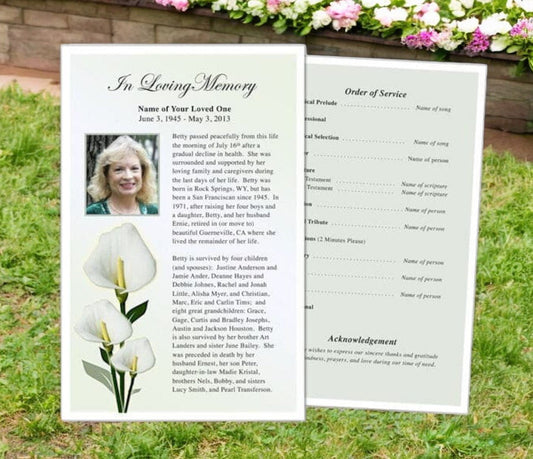 Calle Lily Funeral Flyer Template - The Funeral Program Site