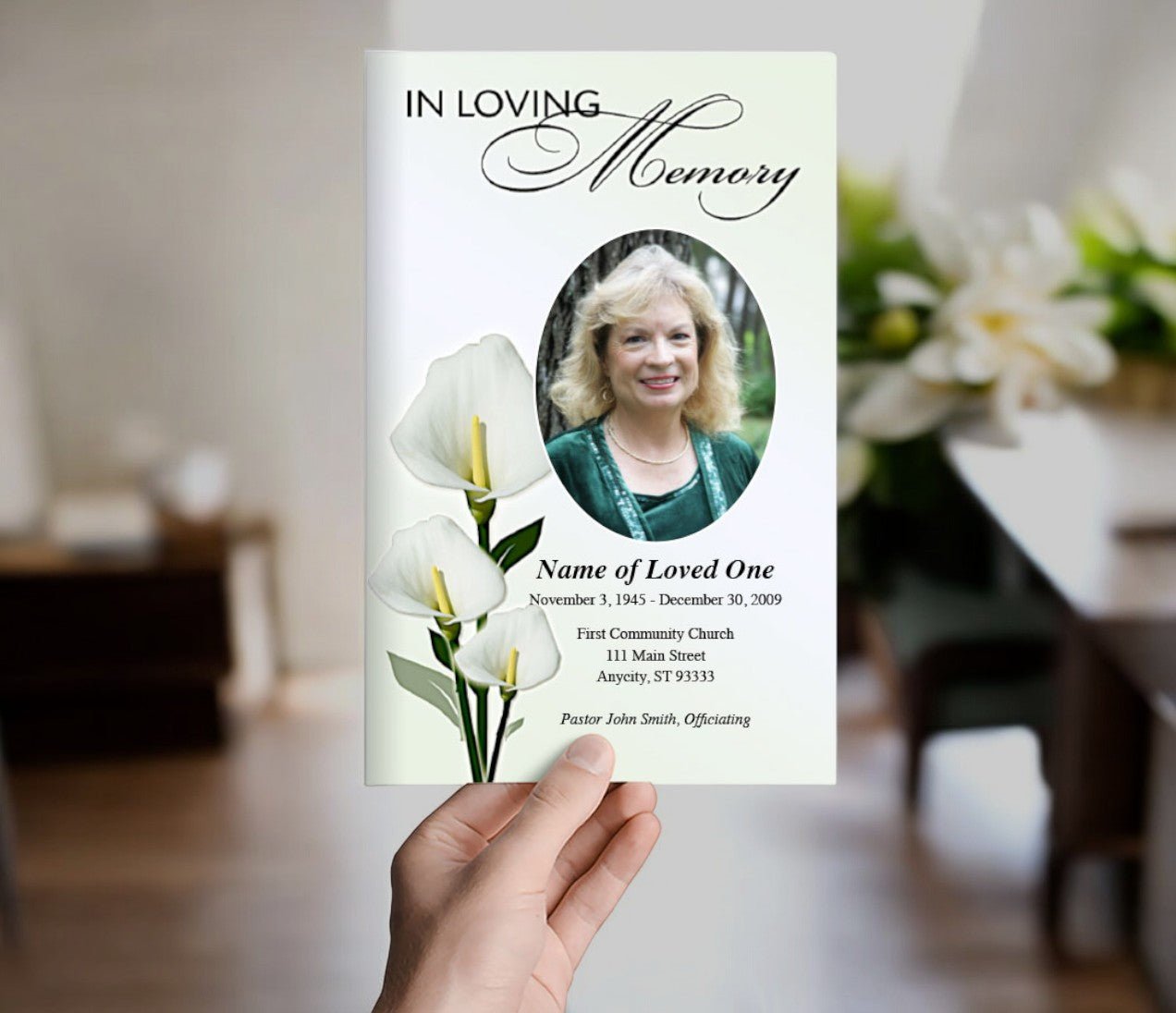 Calle Lily Funeral Program Template - The Funeral Program Site