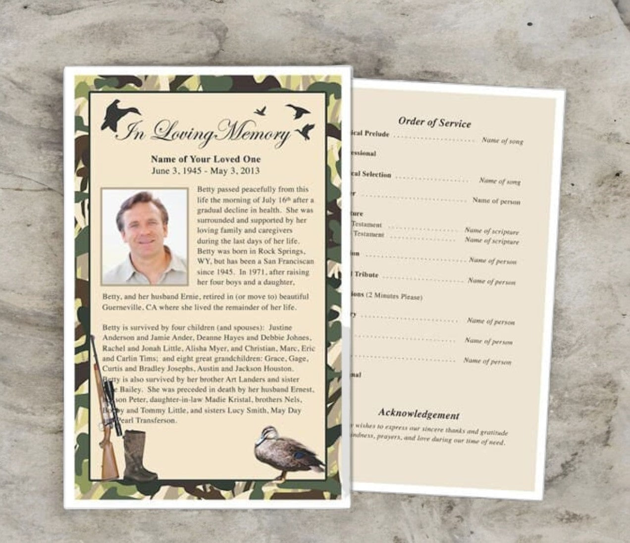 Camouflage Funeral Flyer Template